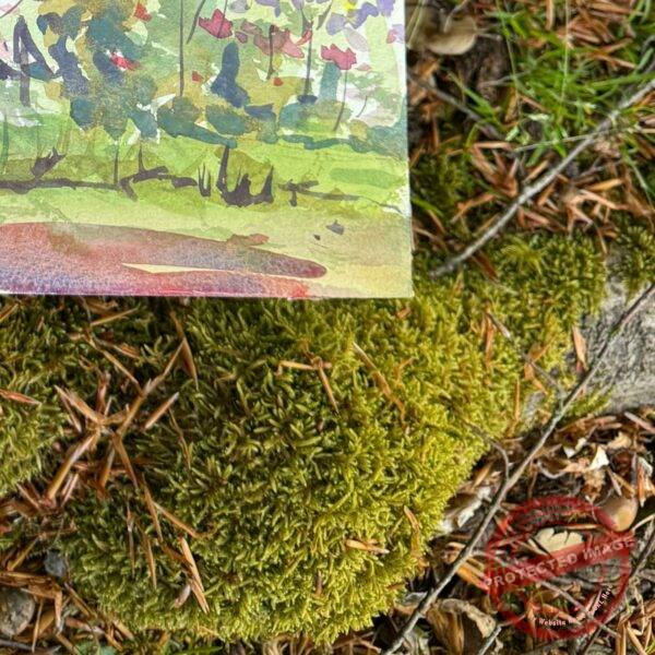 Illustrative detail from a plein air painting process, by artist Kristiina Roots not the actual artwork sold.