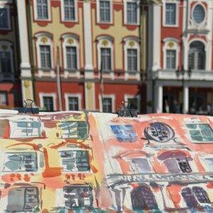 Illustrative detail from a plein air painting process, by artist Kristiina Roots not the actual artwork sold.