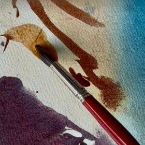 Illustrative detail from a plein air painting process, by artist Kristiina Roots not the actual artwork sold.